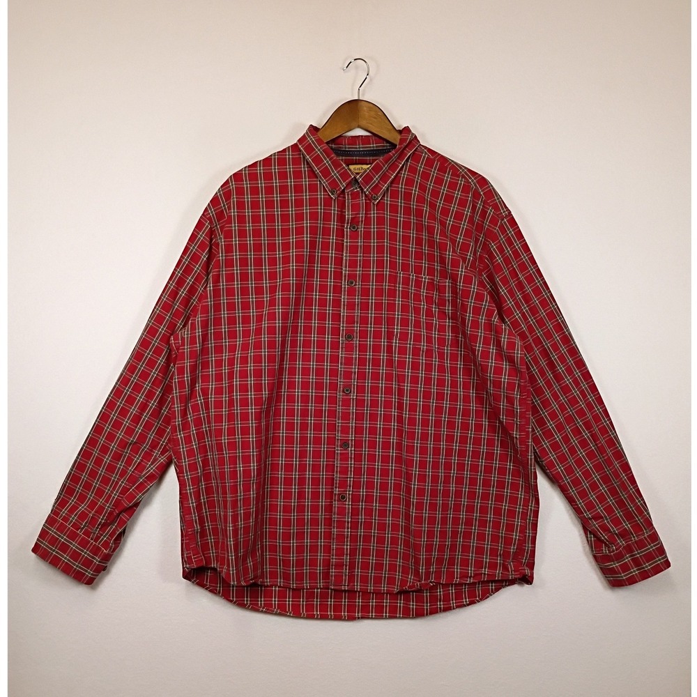 Rugged Cabin G.H. Bass & Co. Mens XXL Red Plaid Cotton Button Down Shirt